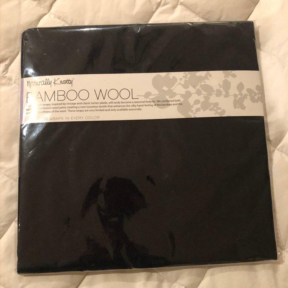 Naturally Knotty Black Bamboo Wool Wrap Scarf